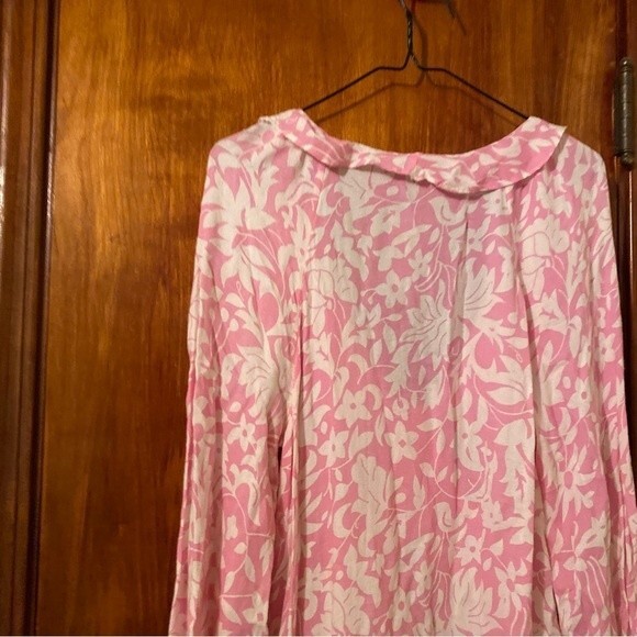 Free People Dress Rebecca Bubblegum Pink White Ruffle Long Sleeve Boho Small - Picture 10 of 10
